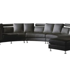 7 Seater Curved Simili-cuir Modular Sofa Black ROTUNDE