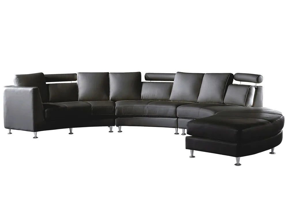 7 Seater Curved Simili-cuir Modular Sofa Black ROTUNDE