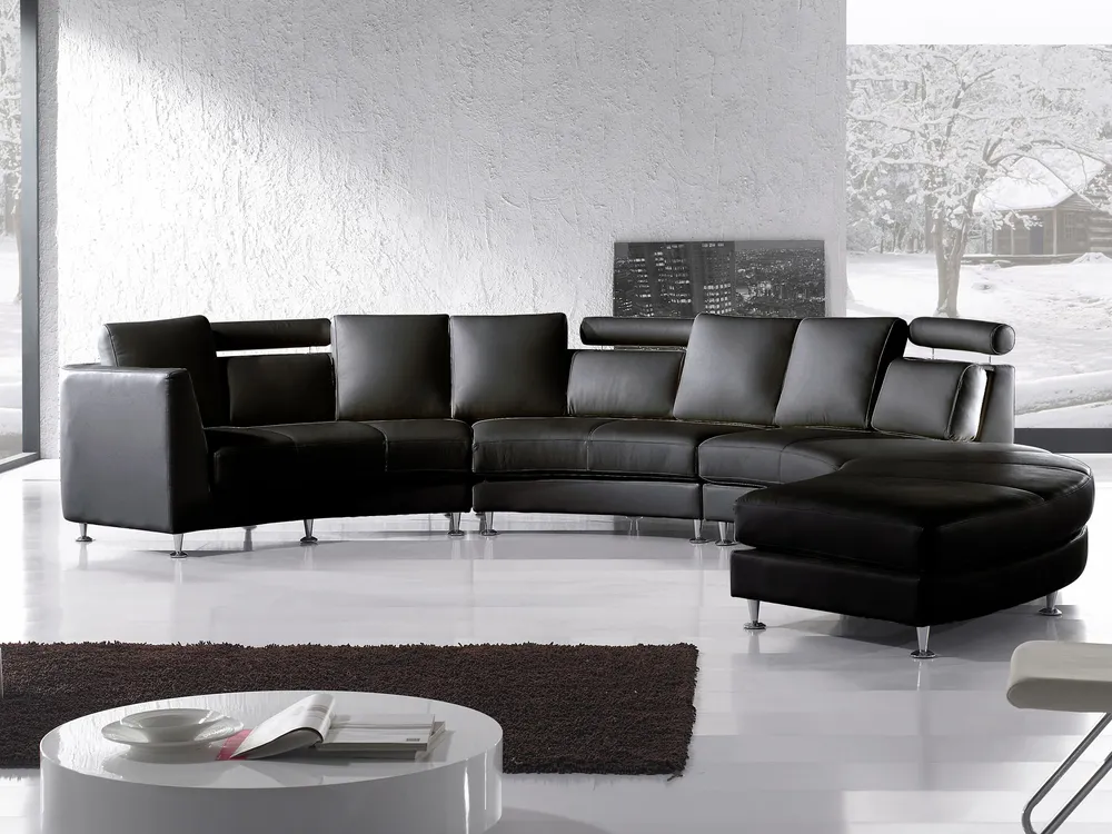 7 Seater Curved Simili-cuir Modular Sofa Black ROTUNDE