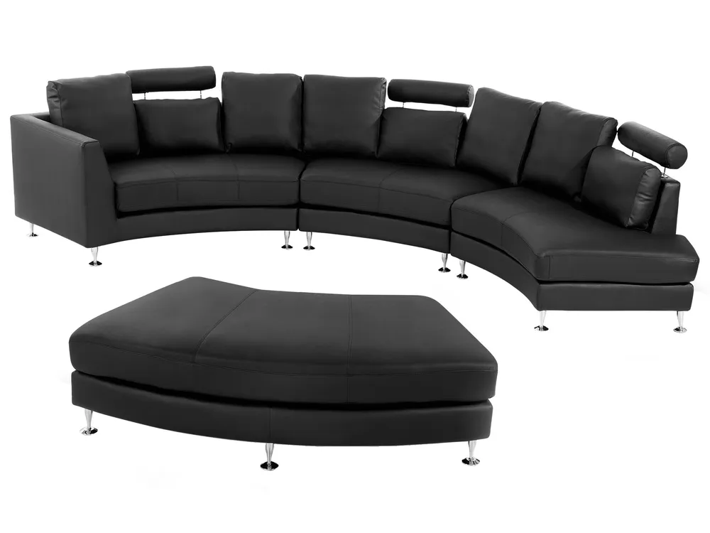 7 Seater Curved Simili-cuir Modular Sofa Black ROTUNDE