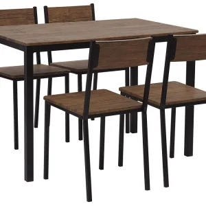 4 Seater Dining Set Dark Wood Noir jais HAMRY