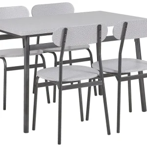 4 Seater Dining Set Grey Noir jais VELDEN