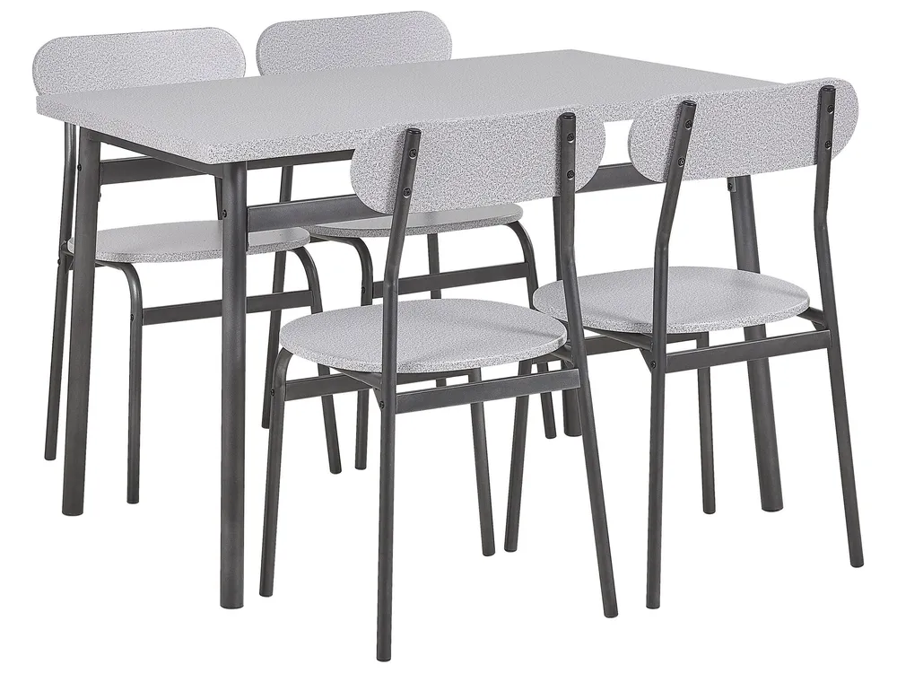 4 Seater Dining Set Grey Noir jais VELDEN