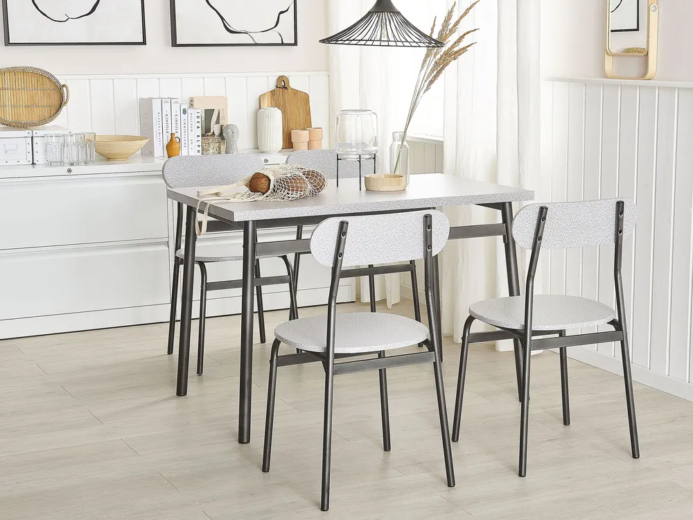 4 Seater Dining Set Grey Noir jais VELDEN
