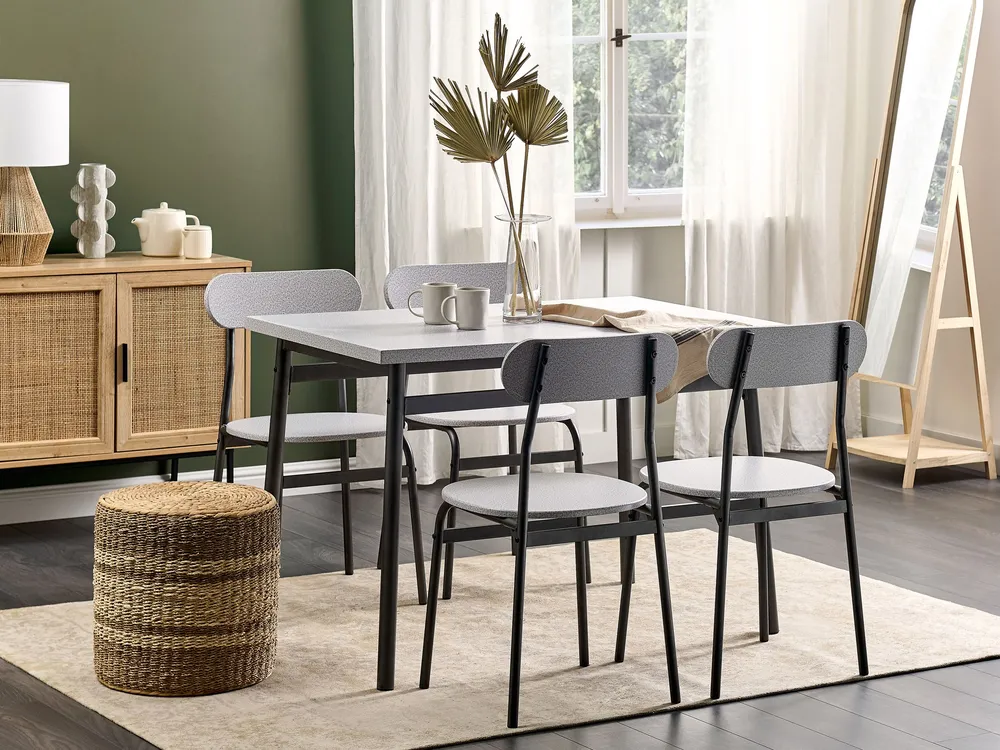 4 Seater Dining Set Grey Noir jais VELDEN