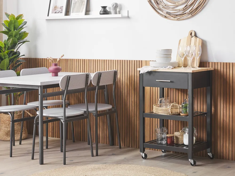 4 Seater Dining Set Grey Noir jais VELDEN
