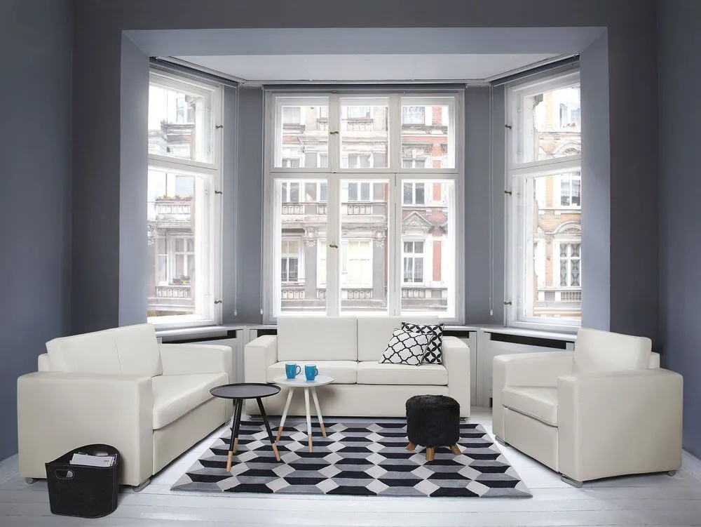 3 Seater Leather Sofa Blanc pur HELSINKI