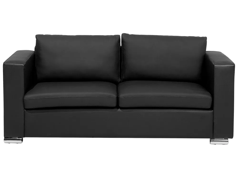 3 Seater Leather Sofa Noir jais HELSINKI pour toutes saisons