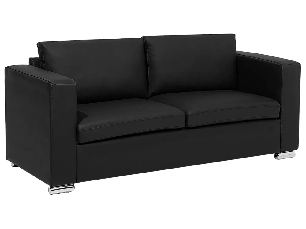 3 Seater Leather Sofa Noir jais HELSINKI pour toutes saisons