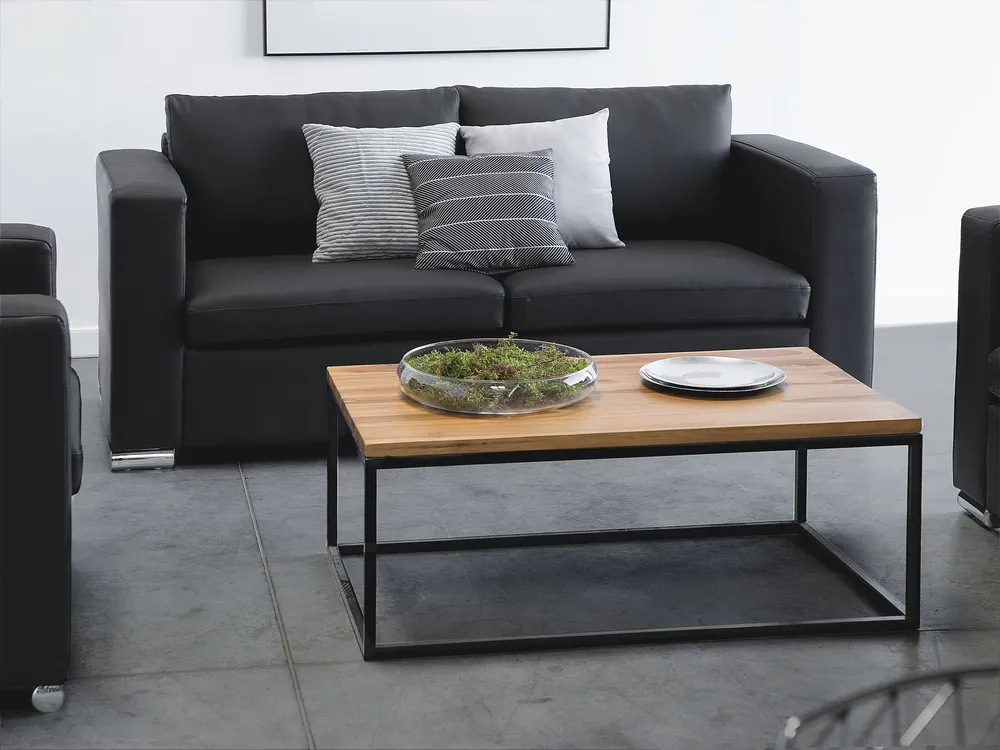 3 Seater Leather Sofa Noir jais HELSINKI pour toutes saisons