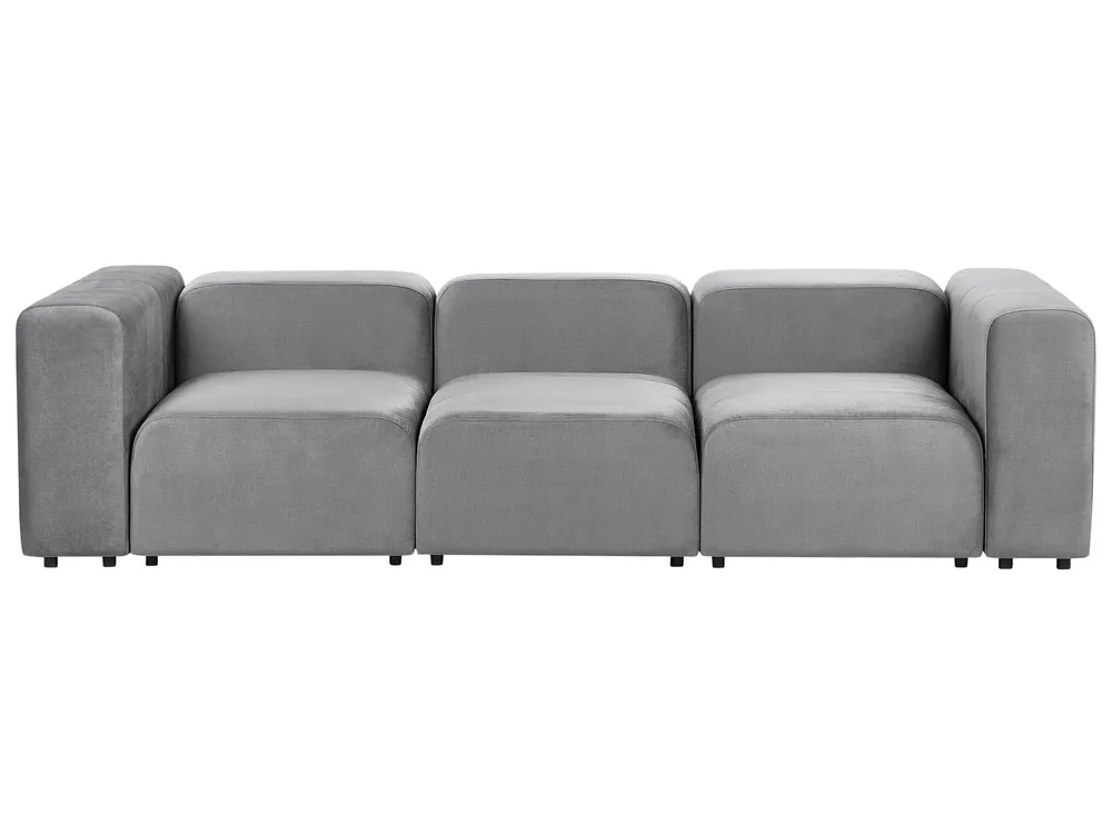 3 Seater Modulaire Velvet Sofa Grey FALSTERBO
