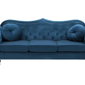 3 Seater Velvet Sofa Marine Blue SKIEN