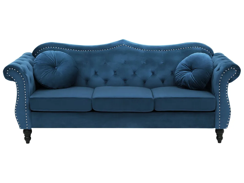 3 Seater Velvet Sofa Marine Blue SKIEN