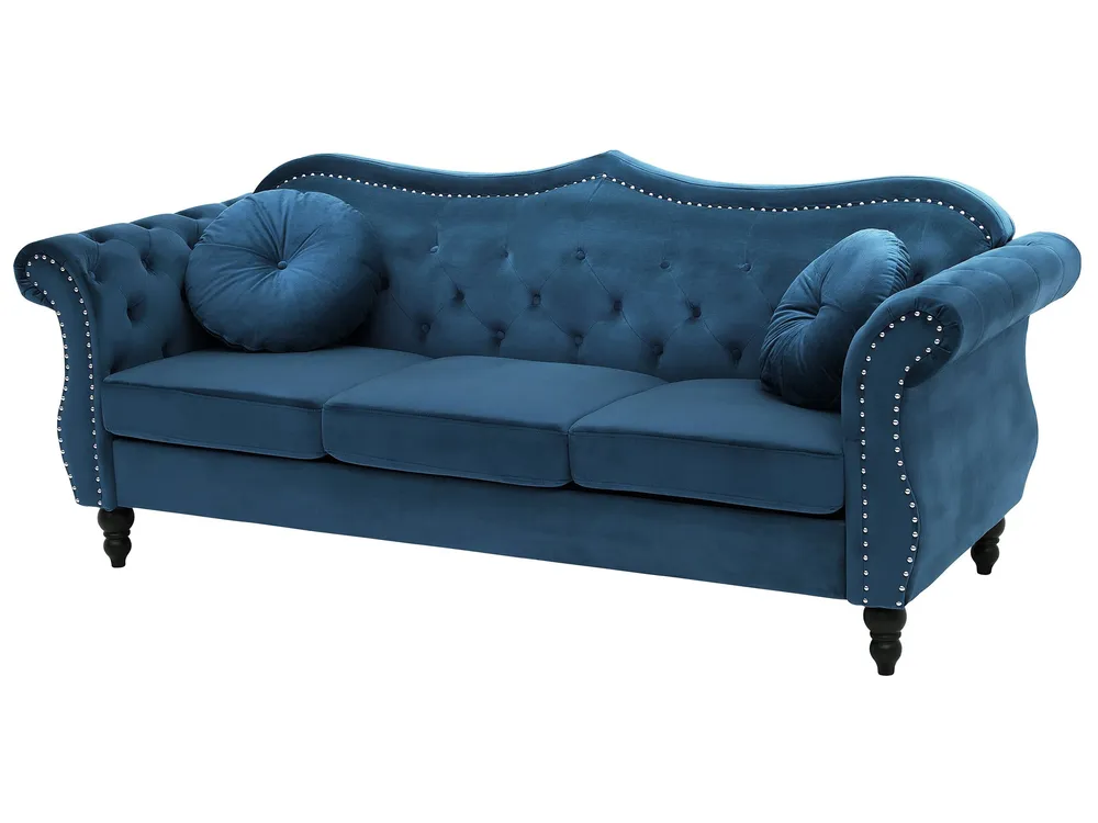 3 Seater Velvet Sofa Marine Blue SKIEN
