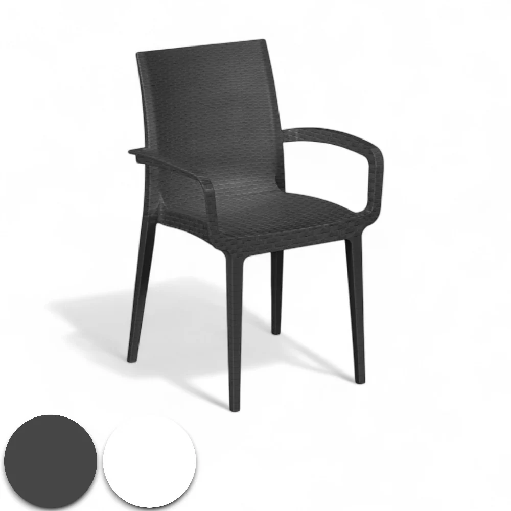 Sedia impilabile con braccioli resina effetto rattan Duke avec Garantie