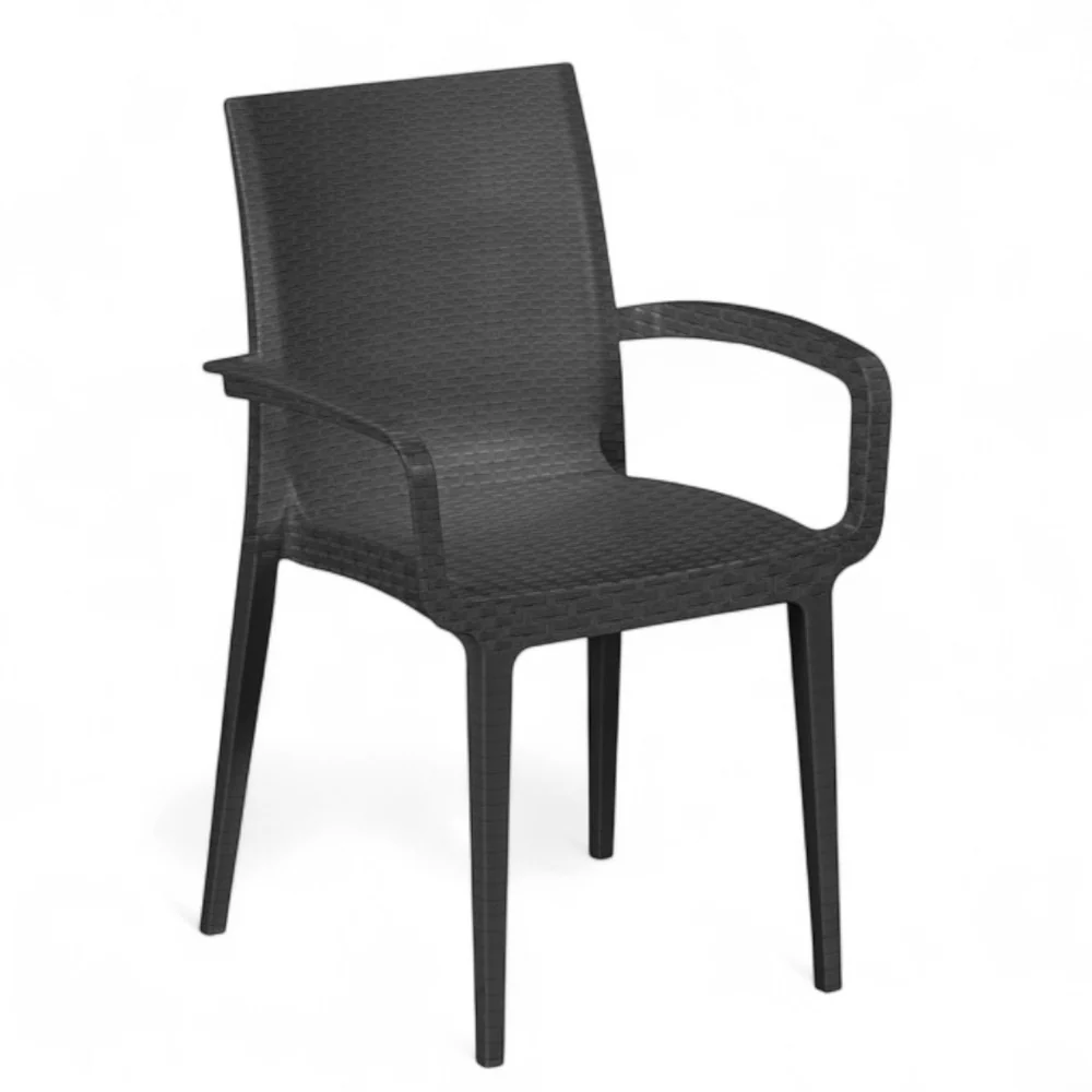 Sedia impilabile con braccioli resina effetto rattan Duke avec Garantie