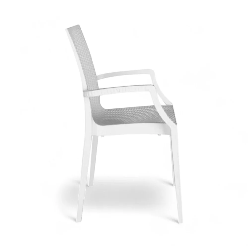Sedia impilabile con braccioli resina effetto rattan Duke avec Garantie