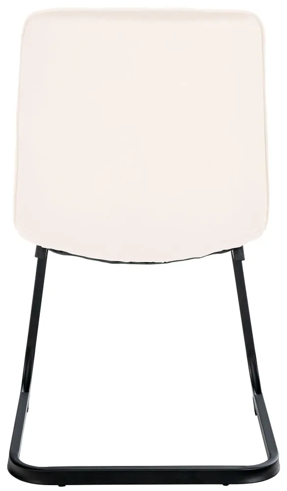 Set de 2 chaises de salle à manger coutures décoratives carrées en velours crème et pieds luge en métal noir 10_0001578