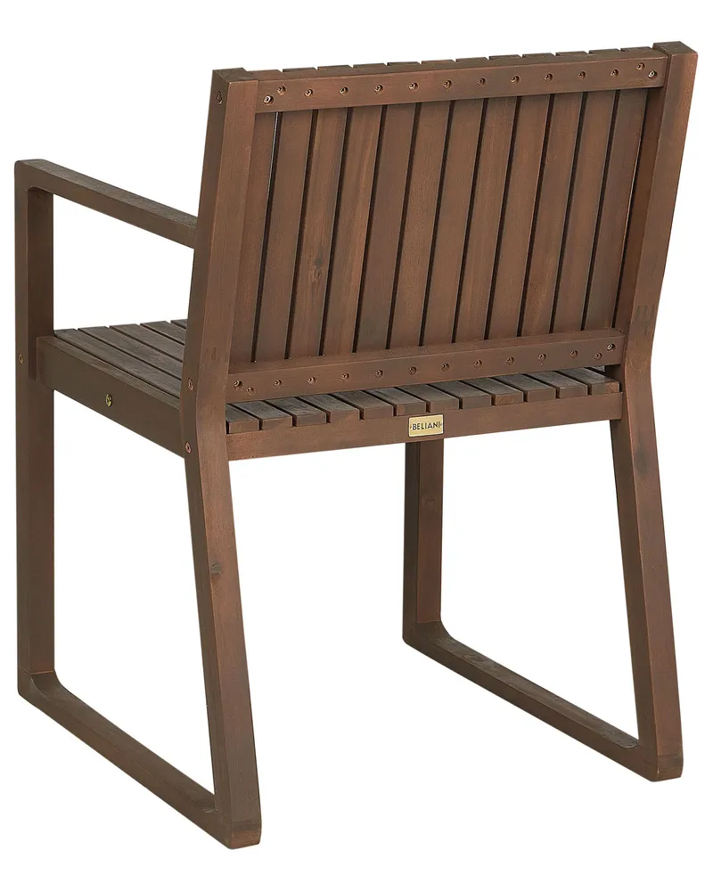 Set 8 Dark Acacia Wood Garden Dining Chairs Blue Cushions SASSARI avec Garantie