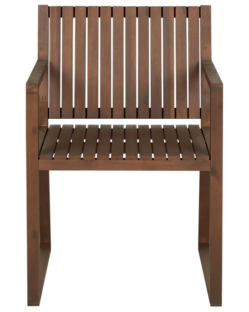 Set 8 Dark Acacia Wood Garden Dining Chairs Blue Cushions SASSARI avec Garantie