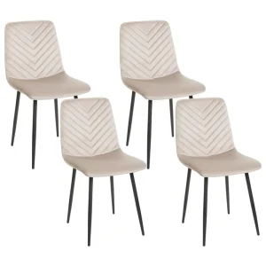 Set 4 En velours Dining Chairs Taupe HAVRE