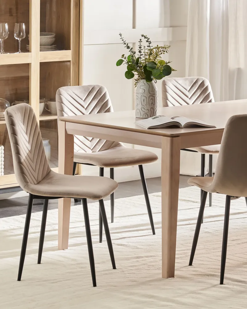 Set 4 En velours Dining Chairs Taupe HAVRE