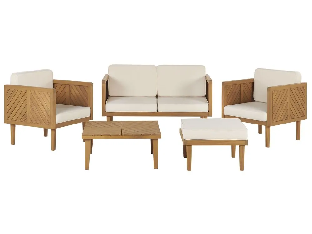 Sofa Set BARATTI Acacia Wood Light Wood 4 Seater pour motards voyageurs