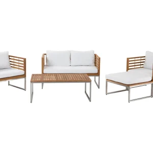 Sofa Set BERMUDA Acacia Wood Light Wood 4 Seater
