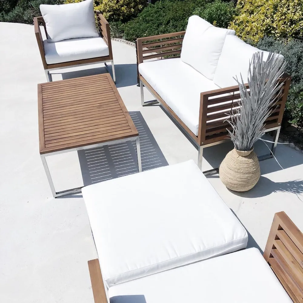 Sofa Set BERMUDA Acacia Wood Light Wood 4 Seater