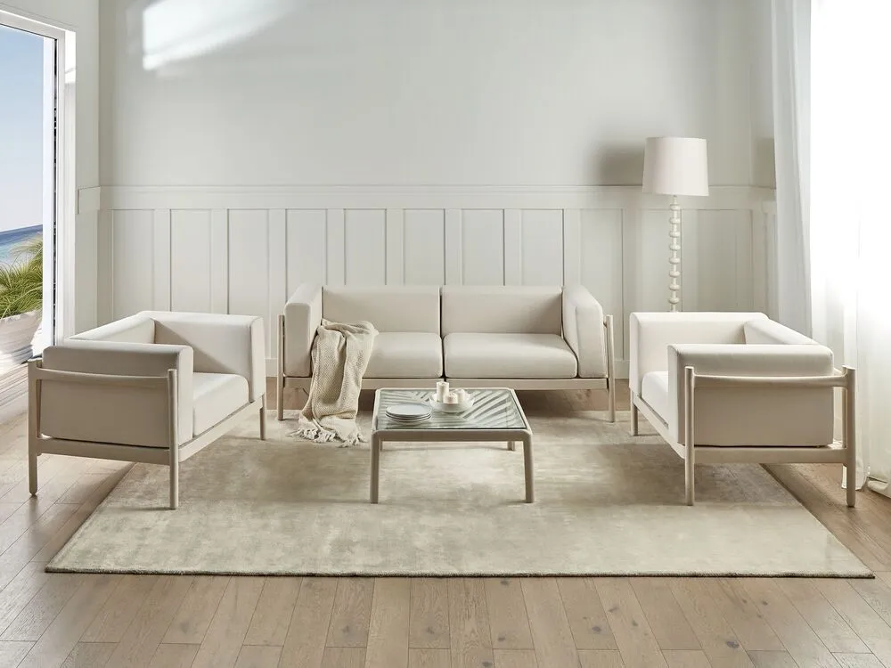 Sofa Set FERRETTI Synthetic Material Light Écru 4 Seater