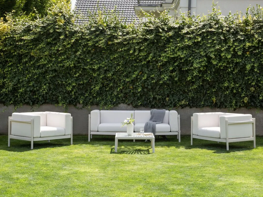 Sofa Set FERRETTI Synthetic Material Light Écru 4 Seater