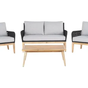 Sofa Set MERANO Acacia Wood Grey 4 Seater