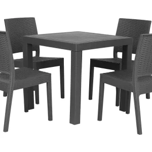 Support GPS moto 4 Seater Garden Dining Set Grey FOSSANO