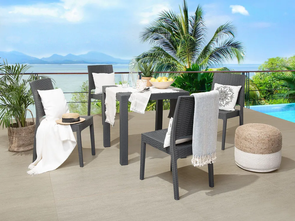 Support GPS moto 4 Seater Garden Dining Set Grey FOSSANO