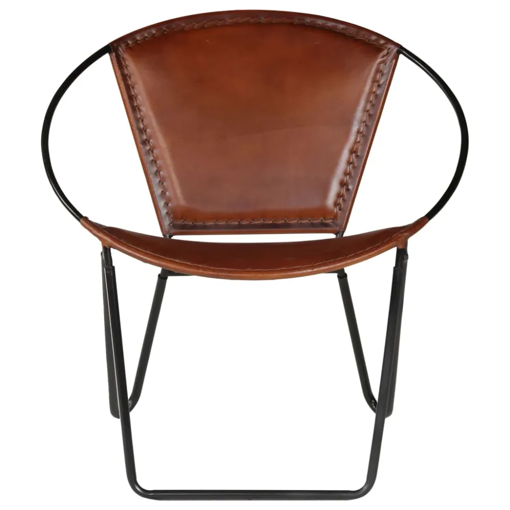Support smartphone Fauteuil chaise siège lounge design club sofa salon de relaxation cuir véritable marron 1102138/3