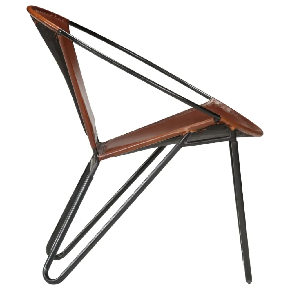 Support smartphone Fauteuil chaise siège lounge design club sofa salon de relaxation cuir véritable marron 1102138/3