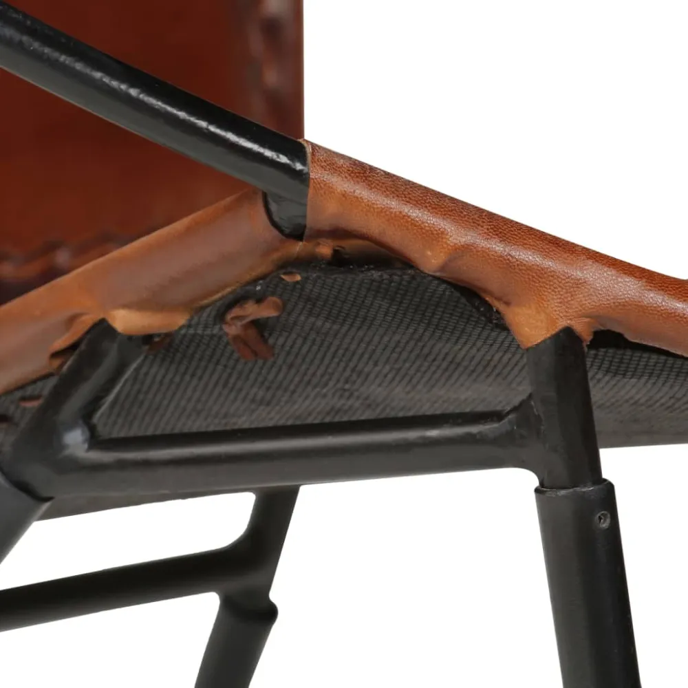 Support smartphone Fauteuil chaise siège lounge design club sofa salon de relaxation cuir véritable marron 1102138/3