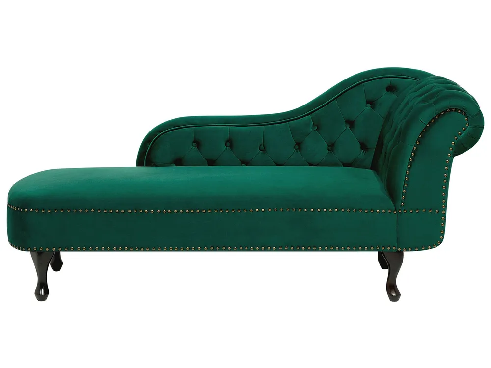 Support smartphone Right Hand Chaise Lounge Velours Green NIMES