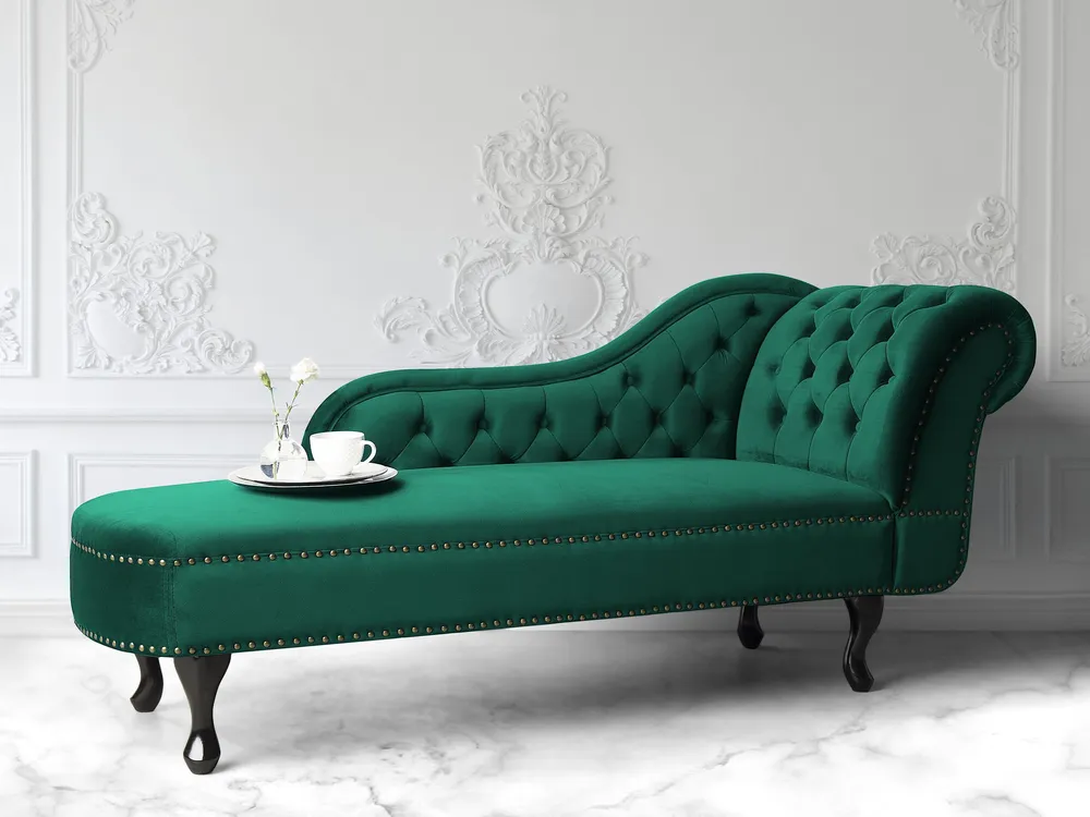 Support smartphone Right Hand Chaise Lounge Velours Green NIMES