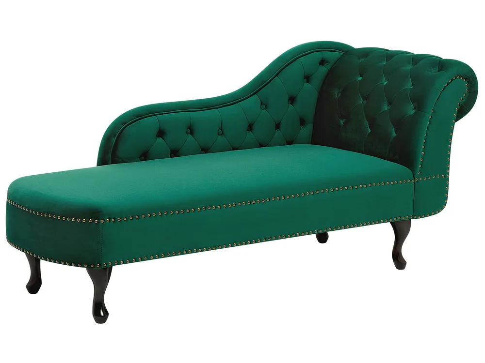 Support smartphone Right Hand Chaise Lounge Velours Green NIMES