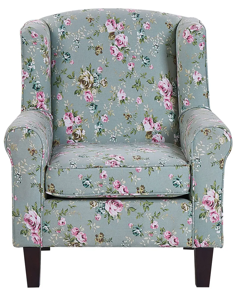 Wingback Chair HAMAR Footstool Fabric Vert jade