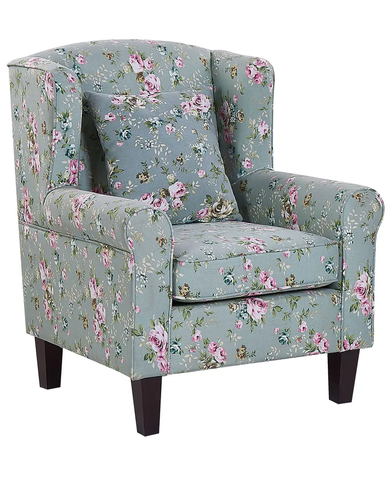 Wingback Chair HAMAR Footstool Fabric Vert jade