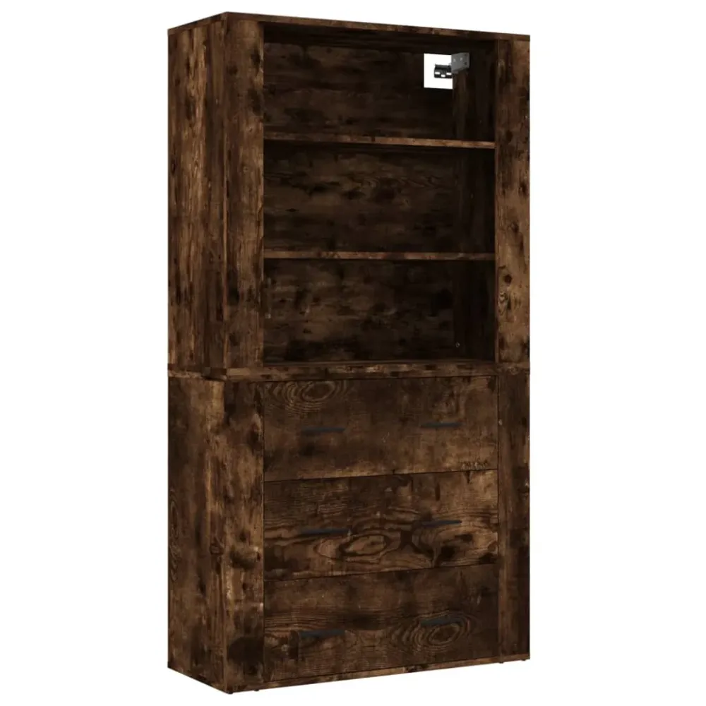 Buffet bahut commode armoire meuble de rangement organisateur cuisine salle de séjour salon haut bois d'ingénierie marron...