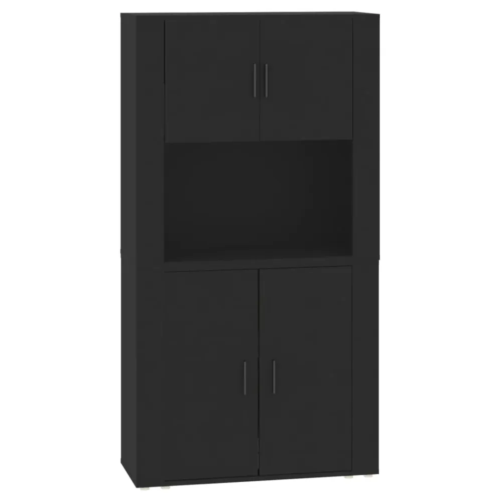 Buffet bahut commode armoire meuble de rangement organisateur cuisine salle de séjour salon haut bois d'ingénierie noir 02...