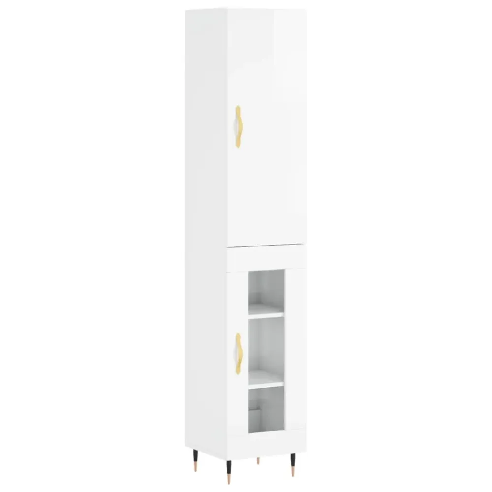 Buffet bahut commode armoire meuble de rangement organisateur cuisine salle de séjour salon haut brillant 34,5 x 34 x 180...