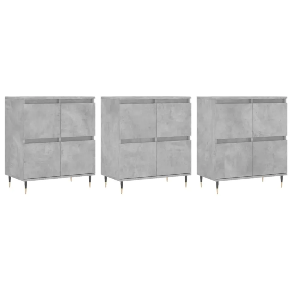 Buffet bahut commode armoire meuble de rangement organisateur cuisine salle de séjour salons 3 pcs bois d'ingénierie gris...