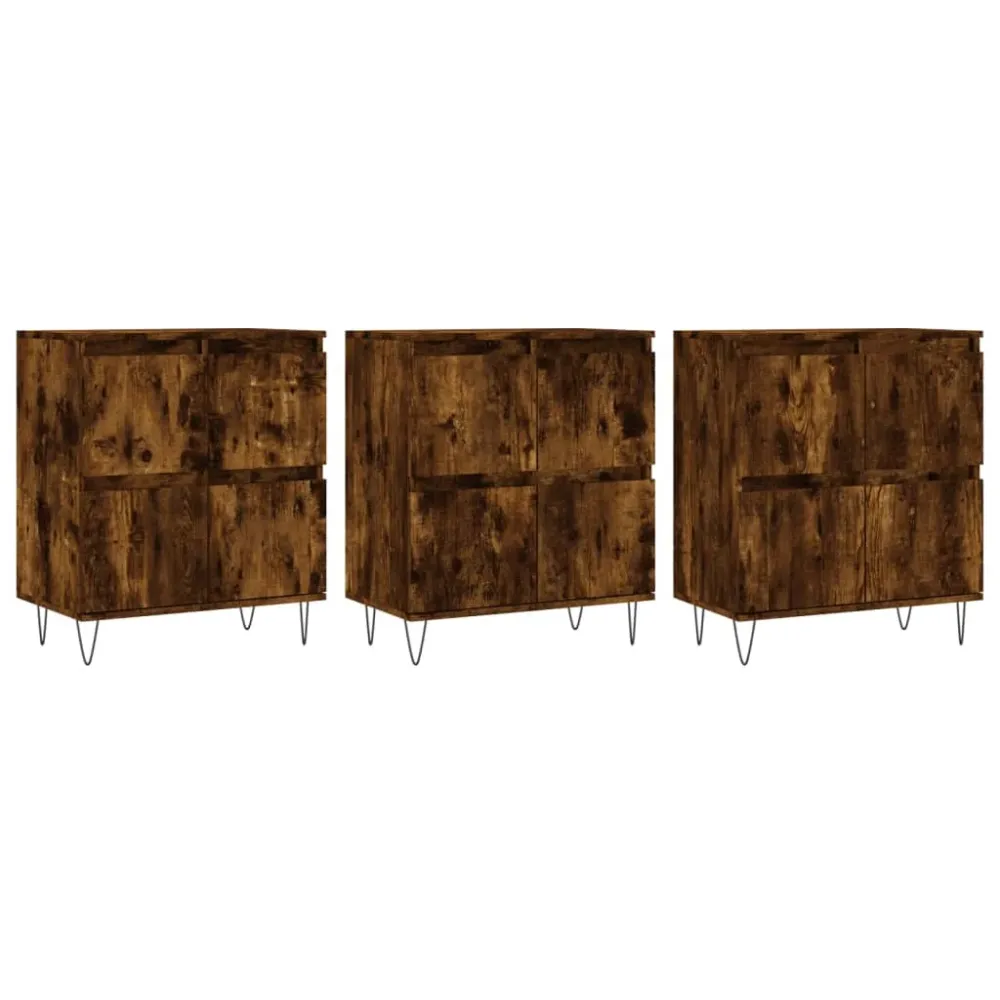 Buffet bahut commode armoire meuble de rangement organisateur cuisine salle de séjour salons 3 pcs bois d'ingénierie marro...