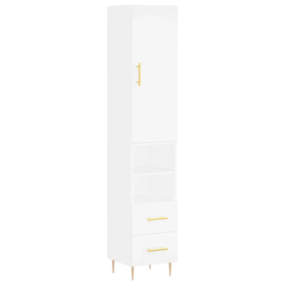 Buffet bahut commode armoire meuble de rangement organisateur cuisine salle de séjour salon haut 34,5 x 34 x 180 cm bois d...