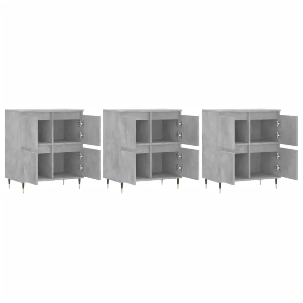 Buffet bahut commode armoire meuble de rangement organisateur cuisine salle de séjour salons 3 pcs bois d'ingénierie gris...