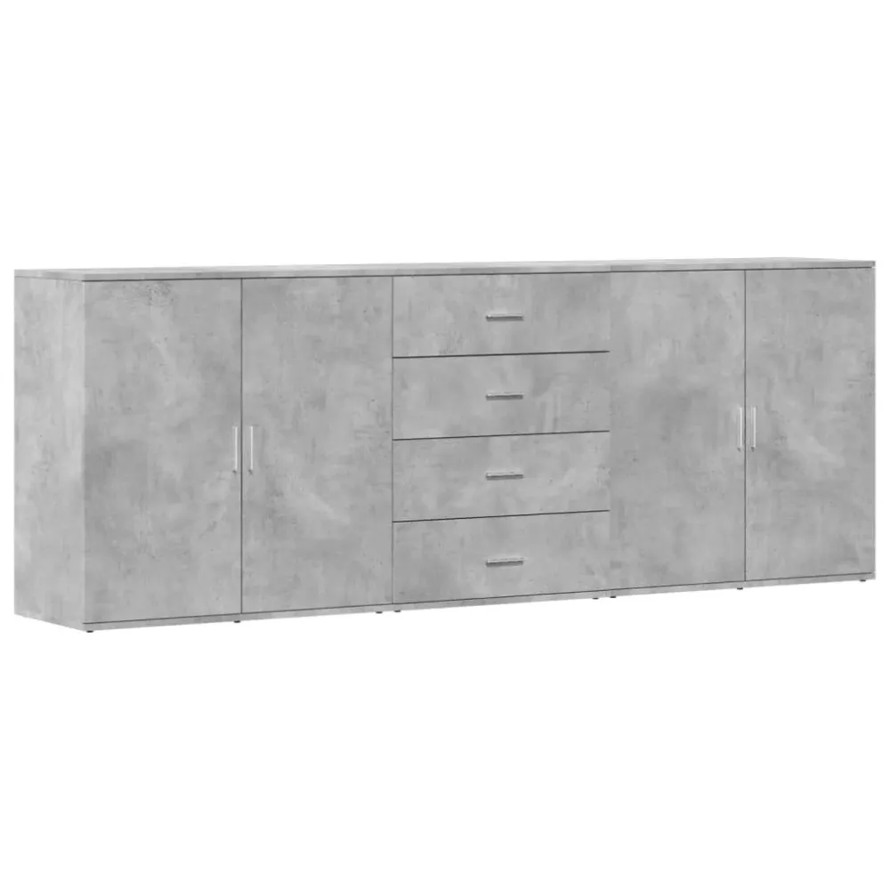 Buffet bahut commode armoire meuble de rangement organisateur cuisine salle de séjour salons 3 pcs bois d'ingénierie gris...